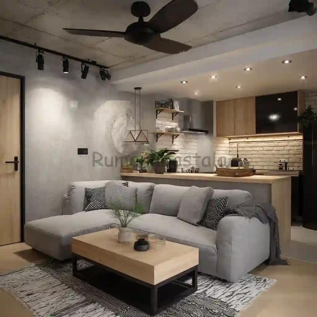 sebuah ruang tamu kecil yang seharusnya nyaman, tapi sofa besarnya diletakkan pas di depan pintu